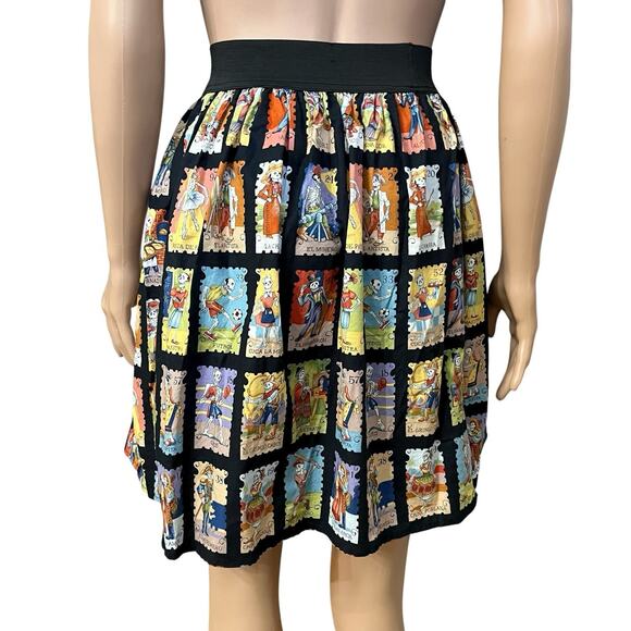 Hemet Loteria Card Print Skirt XL Fit And Flare Mini Dia De Los Muertos Mexican - Picture 4 of 9